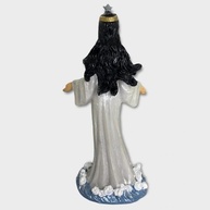 Orixá Iemanjá Rainha do Mar em Resina Média com Detalhes em Pérola - 17cm - imagem 4