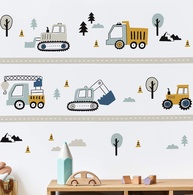 Adesivo de Parede Infantil - Carrinhos e Trator para Decoração do Quarto - imagem 1