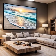 Quadro Decorativo com Moldura - Paisagem de Ondas e Pôr do Sol para Sala e Quarto - imagem 5