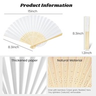 Leques de Papel Dobráveis JOHOUSE 12 Peças | Ventiladores Portáteis Elegantes para Casamentos e Festas - imagem 4