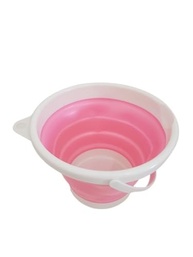 Balde Retrátil Dobrável de Silicone 5L com Gancho e Alça - Rosa - imagem 4