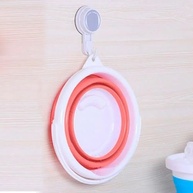 Balde Retrátil Dobrável de Silicone 5L com Gancho e Alça - Rosa - imagem 3