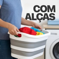 Balde Retrátil de Silicone 26L com Alça Dobrável - Design Premium Branco e Cinza - imagem 4