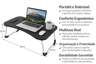 Mesa Dobrável Portátil Articulada para Notebook Laptop – Uso em Home Office Cama, Sofá e Escritório | Com Porta-Copos | Ergonômica, MDF Reforçado, Leve e Dobrável Porta Tablet Linha Premium - imagem 3