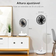 Ventilador de Mesa Dobrável Hivento com Bateria 5400mAh, Oscilante e Portátil com Controle Remoto - imagem 3