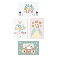 Placas Decorativas Aqui Dorme Uma Princesa 20x30cm - Kit com 4 Unidades para Decoração Infantil - imagem 1
