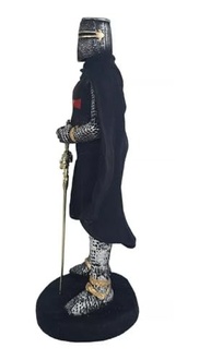 Cavaleiro Medieval Ordem dos Templários 23cm - Estátua em Resina Preta Colecionável - imagem 5