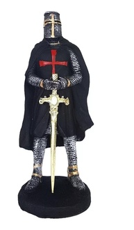Cavaleiro Medieval Ordem dos Templários 23cm - Estátua em Resina Preta Colecionável - imagem 1