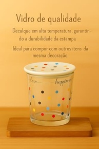 Copo 300ml em Vidro com Tampa Decorada - Estampa Exclusiva Mini Dots - imagem 4