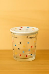 Copo 300ml em Vidro com Tampa Decorada - Estampa Exclusiva Mini Dots - imagem 3