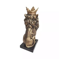 Estatueta Leão com Coroa Dourada - Resina Premium com Base Preta - imagem 5
