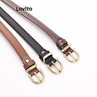Cinto Feminino Lovito Preto Chanfrado com Fivela Dourada - imagem 2