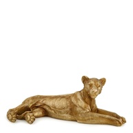 Escultura Leoa em Polirresina Dourada - Decoração Animal Elegante - imagem 1