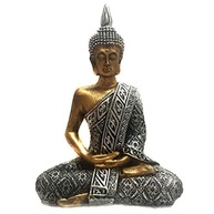 Estátua de Buda Hindu em Resina Dourada e Prateada - 19,5cm | Paz, Espiritualidade e Decoração Elevada - imagem 2