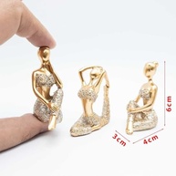 Kit Trio Bailarinas Yoga Bal - Estatueta Dourada com Brilho para Decoração e Presentes - imagem 2