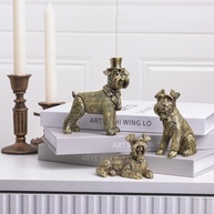 Conjunto de 3 Estatuetas de Cachorro Douradas Vintage em Resina - Decoração Moderna para Casa - imagem 5