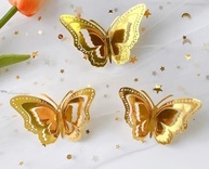 Kit 12 Borboletas Decorativas 3D Metalizadas Douradas - Efeito Camadas para Decoração Elegante - imagem 2