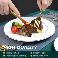 Jogo de Talheres Dourado 24/48 Peças em Aço Inox - Design Slim Moderno, Resistente à Corrosão e Lava-Louças - imagem 5