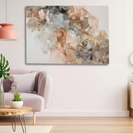 Quadro Abstrato Marmorizado Arte Moderna Bege e Dourado 60x90cm | Impressão HD em Canvas com Chassi de Madeira - imagem 3