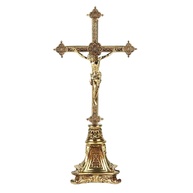 Crucifixo de Metal Católico BC 19,8 cm - Decoração Devota em Liga de Zinco com Revestimento Dourado - imagem 1
