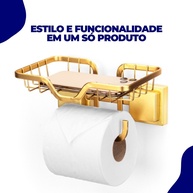 Porta Papel Higiênico com Suporte Celular Dourado - imagem 2