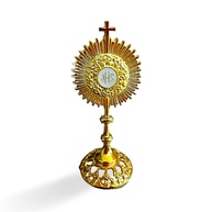 Ostensório Mini Santíssimo Sacramento Dourado 7cm - Lembrança Sagrada de Mesa - imagem 1