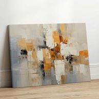 Quadros Decorativos para Quarto e Sala 130x90cm - Arte Abstrata Bege Branco Marrom Dourado - imagem 4