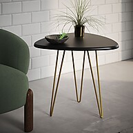 Mesa Lateral Clips: Elegância Triangular com Base de Ferro Dourado - imagem 1