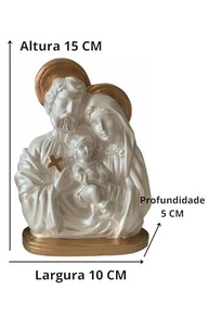 Estátua da Sagrada Família em Gesso Dourado e Branco - 15 cm | Decoração Religiosa Elegante e Significativa - imagem 4