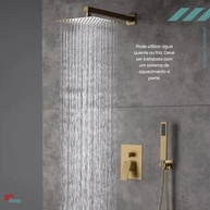 Chuveiro Ducha Slim 20x20 Quadrada Inox Dourado com Cano para Banheiro - imagem 5