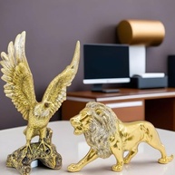 Kit Águia e Leão Dourado - Estatueta Resina Luxo para Decoração de Sala, Escritório e Estante - imagem 3