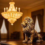 Escultura Decorativa Leão Dourado 26 cm - Estilo Luxuoso para Decoração de Casa e Escritório - imagem 5