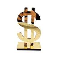 Cifrão Dourado Espelhado em Acrílico - Peça Decorativa de Sucesso e Prosperidade para Escritório e Decoração Moderna - imagem 1
