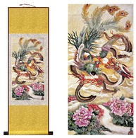 Zzooi Arte de Parede Dragão e Fênix - Pintura Chinesa da Sorte em Seda - imagem 1