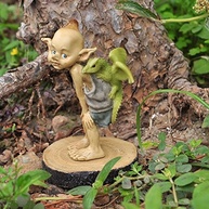 Estátua Miniatura Encantada para Jardim e Terrário - Fadas e Duendes com Bebê Dragão - imagem 3