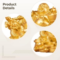 Estátua de Buda Dourado com Dragão e Tartaruga - Resina Resistente para Ambientes Serenos - imagem 4