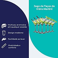 Taças de Vidro Martini 225ml Ruvolo - 6 Peças para Drinks - imagem 2