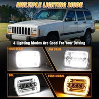 Faróis LED 5x7 7x6 para Mazda B2000/B2200/B2600 (86-93) - 800% Mais Brilho, DRL Âmbar e Branco - imagem 4