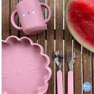 DRYZ Kit Prato de Silicone com Ventosa e Talheres Cute Rosa - Seguro, Divertido e Ideal para Crianças - imagem 5