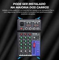Mesa de Som 3 Canais Bluetooth Profissional Portátil com Equalizador 4 Bandas e Efeitos DSP - imagem 2