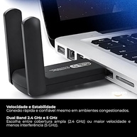 Adaptador Usb Wifi Wireless Dual Band Ac1200 5ghz e 2.4ghz 1200mbps Duas Antena - Qualidade Premium Ezc® - imagem 3