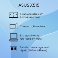 Notebook ASUS X515 Celeron Dual Core, 4 GB, 128 GB SSD, W11 Home, 15,60" LED, Slate Grey - X515KA-BR309WS - imagem 2
