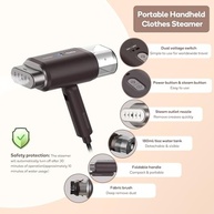 Newbealer Vaporizador de Viagem Dual Voltage - 120V/220V para Roupas, 1200W, 20s Aquecimento, Dobrável, 180ml Removedor de Rugas c/Escova, Luva e Bolsa (Marrom) - imagem 5