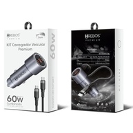 Carregador Veicular Turbo 60W Duas Saídas USB-C + Cabo Tipo-C Rápido - imagem 3