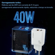 Carregador Ultra Rápido 40W: Turbo, Seguro e Duas Portas USB-C/USB-A - imagem 3