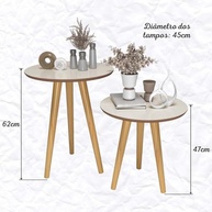 Duas Mesinhas Laterais Retro com Pés Palito - Design Off White e Freijó para Sala, Quarto e Escritório - imagem 4