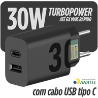 Carregador Turbo 30W Duas Portas USB-C/A: Carregamento Ultra Rápido para iPhone, Samsung, Motorola e Mais - imagem 3