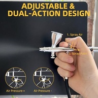 OPHIR Kit de Aerógrafo 0,35mm - Dupla Ação com 2 e 7cc, Ideal para Pintura de Miniaturas, Artesanato e Customização de Sapatos - imagem 4