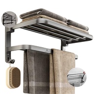 Toalheiro Duplo com Prateleira para Banheiro em Aço Inox Preto Fosco - Design Moderno e Funcional - imagem 1