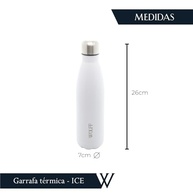 Garrafa Térmica Aço Inox 500ml - Isolamento Duplo Wolff Ice Branca - imagem 2